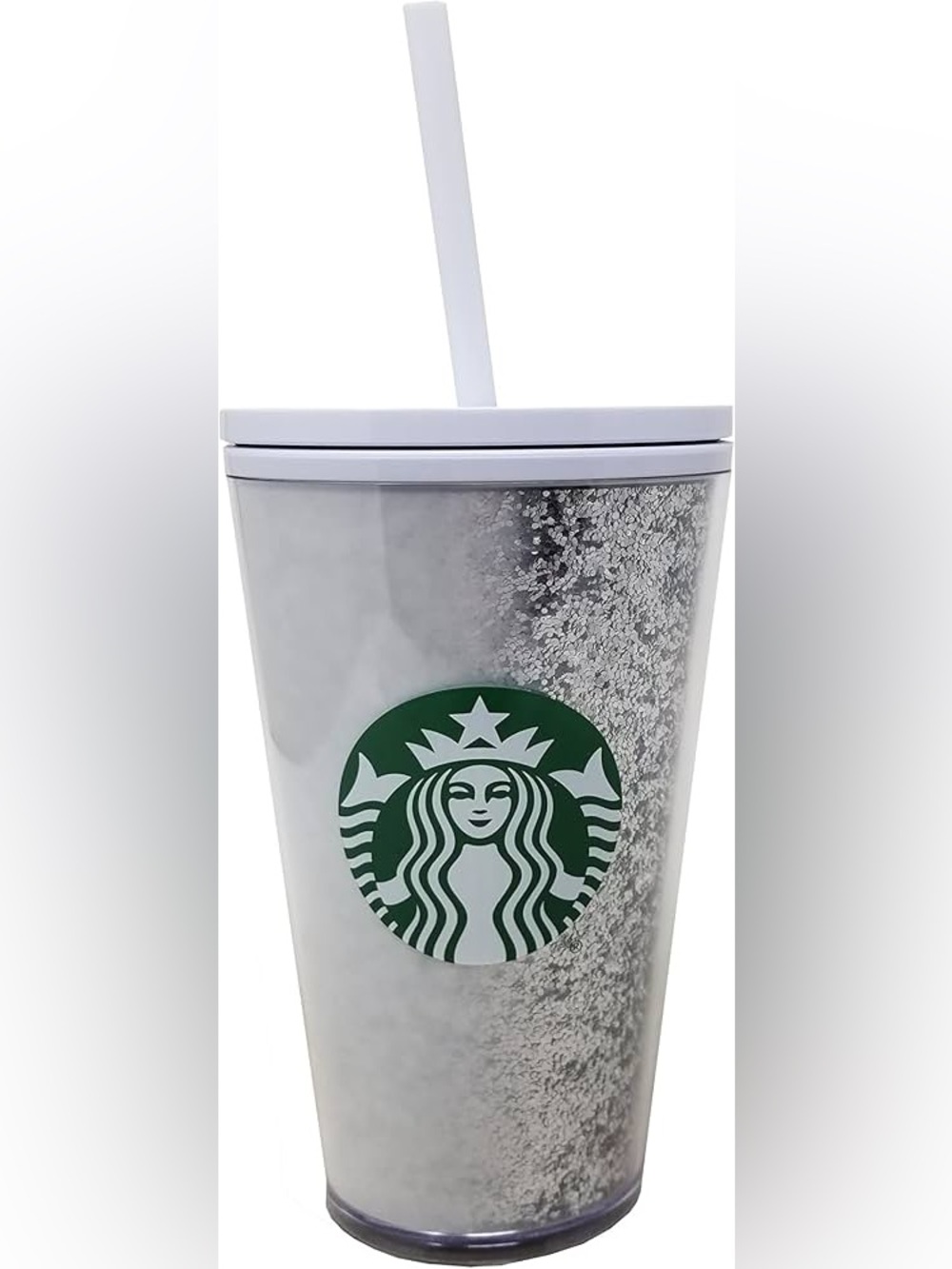Starbucks 16oz Grande Tumbler 2020 Holiday White & Silver Glitter